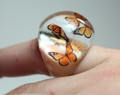 Floating Monarch Butterfly Resin Bubble Ring