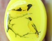 Vintage Print Yellow Bird Resin Ring