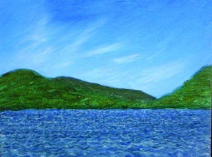 Original Painting in Adirondacks, From the Dock at Star Lake, Oil paint