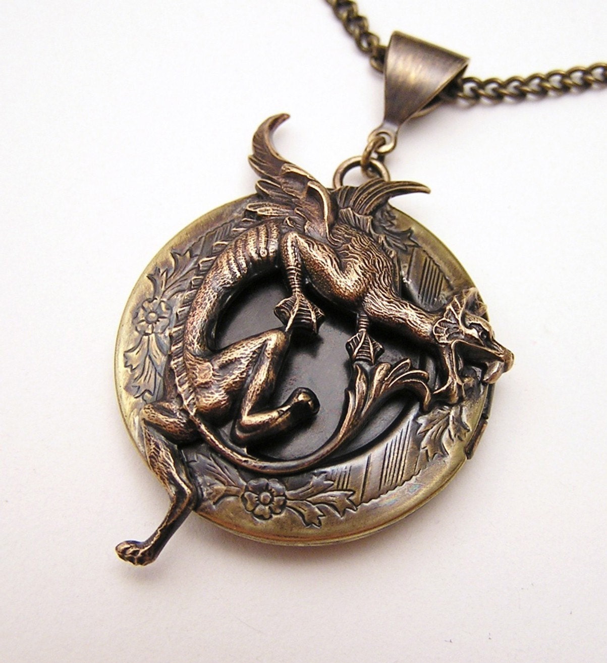 RESERVE For Carly, Steampunk DRAGON LOCKET, Necklace Pendant
