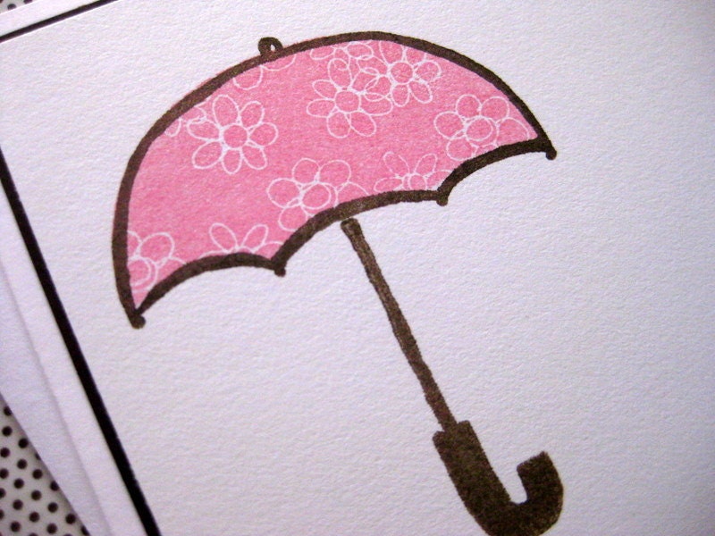 Oh Happy Day - A Baby is on the Way with Pink Flower Umbrella - Handmade Eco-friendly Baby Shower Card