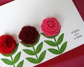 all you need is love with three roses - handmade greeting card