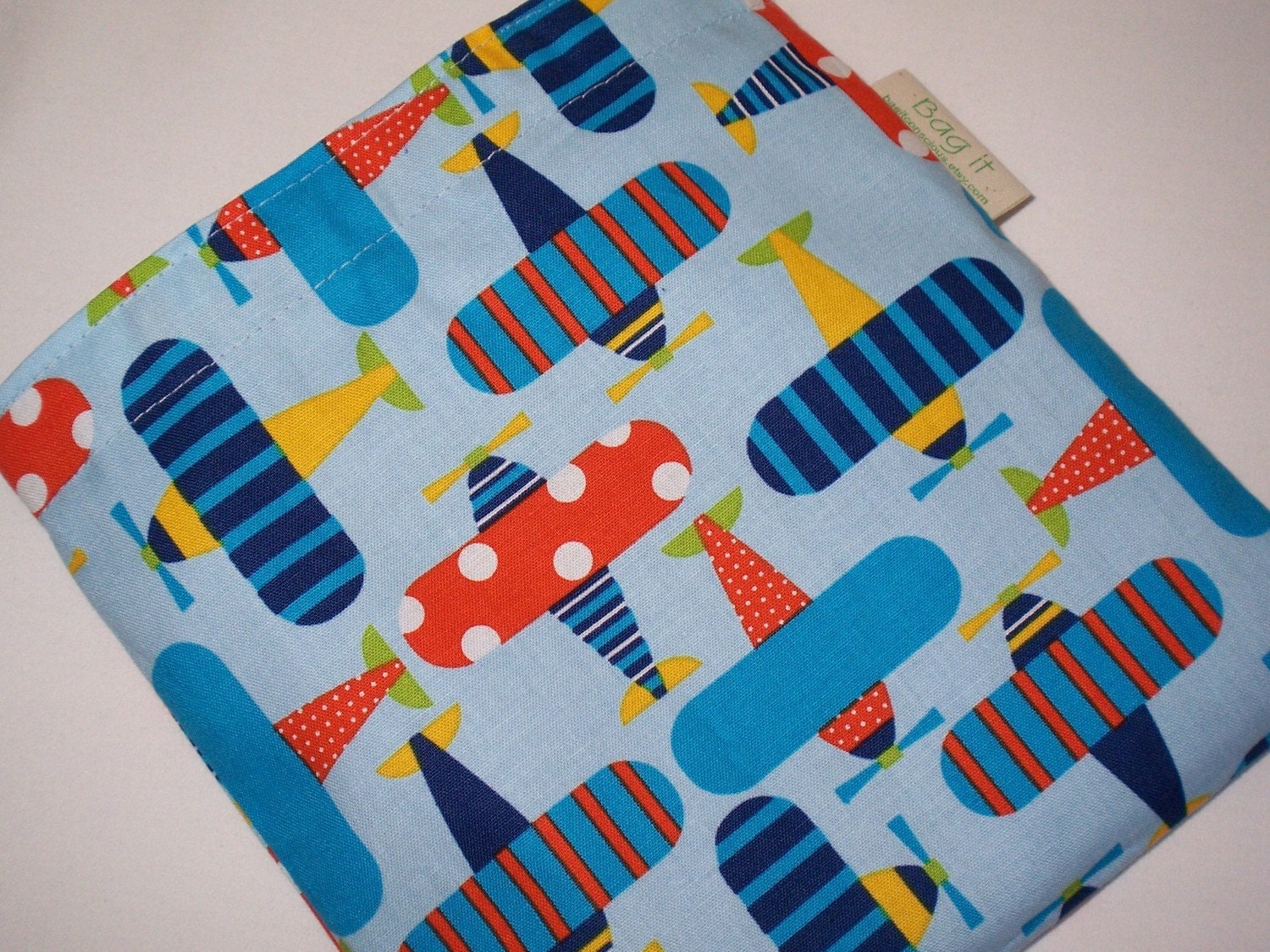 Organic cotton reusable sandwich bag - Airplanes