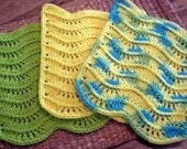 Instantly Downloadable PDF Crochet Pattern, 3-D Waves Textured Dishcloth or Washcloth Digital Pattern