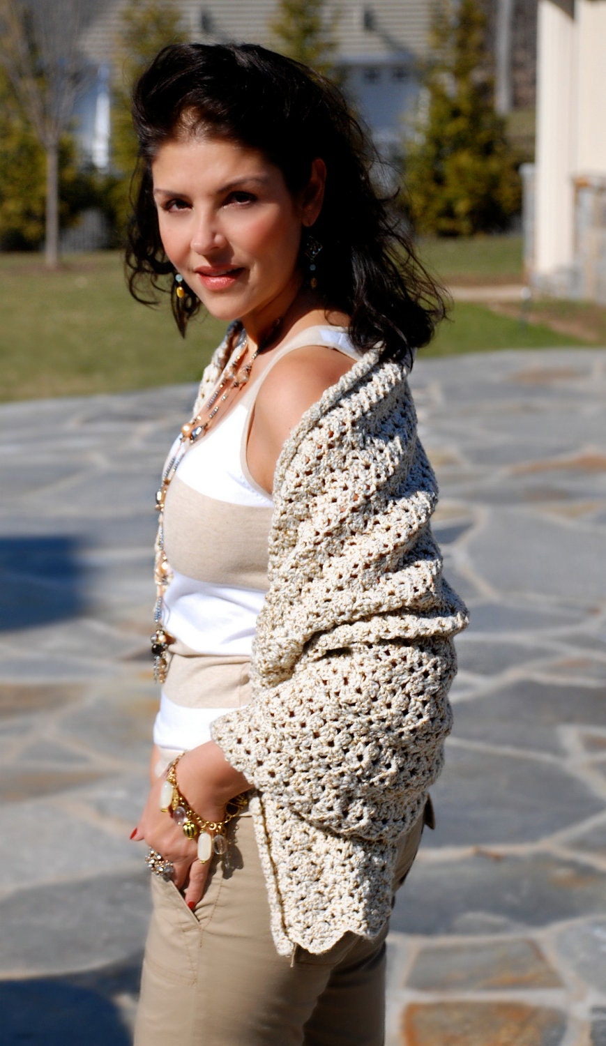 Instantly Downloadable PDF Crochet Pattern, Womens Medium Weight Rectangular Shawl, One Size Ladies Stole Shoulder Wrap Tutorial