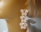 Earrings For the Bride Long Dangles Vintage Swarovski Rhinestones  Lace Pierced 3 Inches