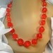 Vintage Necklace 70s Chunky Lucite Rose Shaped Beads Orange Tangerine Hippi BoHo Flower Child
