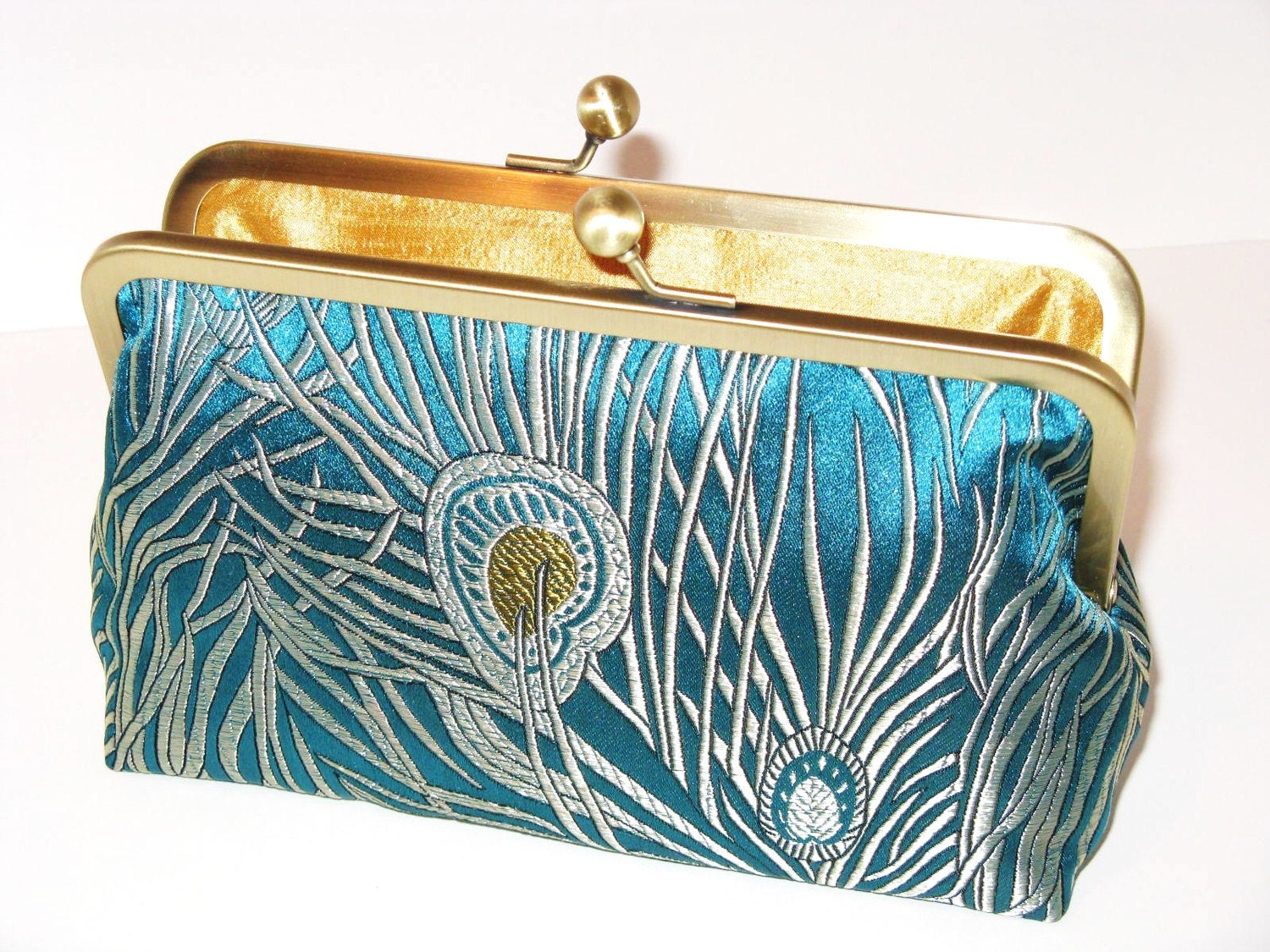 SALE - Peacock Clutches In Iridescent Silk Brocade-Set Of 5-Bridal Clutch-Bridesmaid Clutch-Wedding Purse