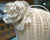 Vintage Handmade Lace Flower Wedding Headband Re Purposed