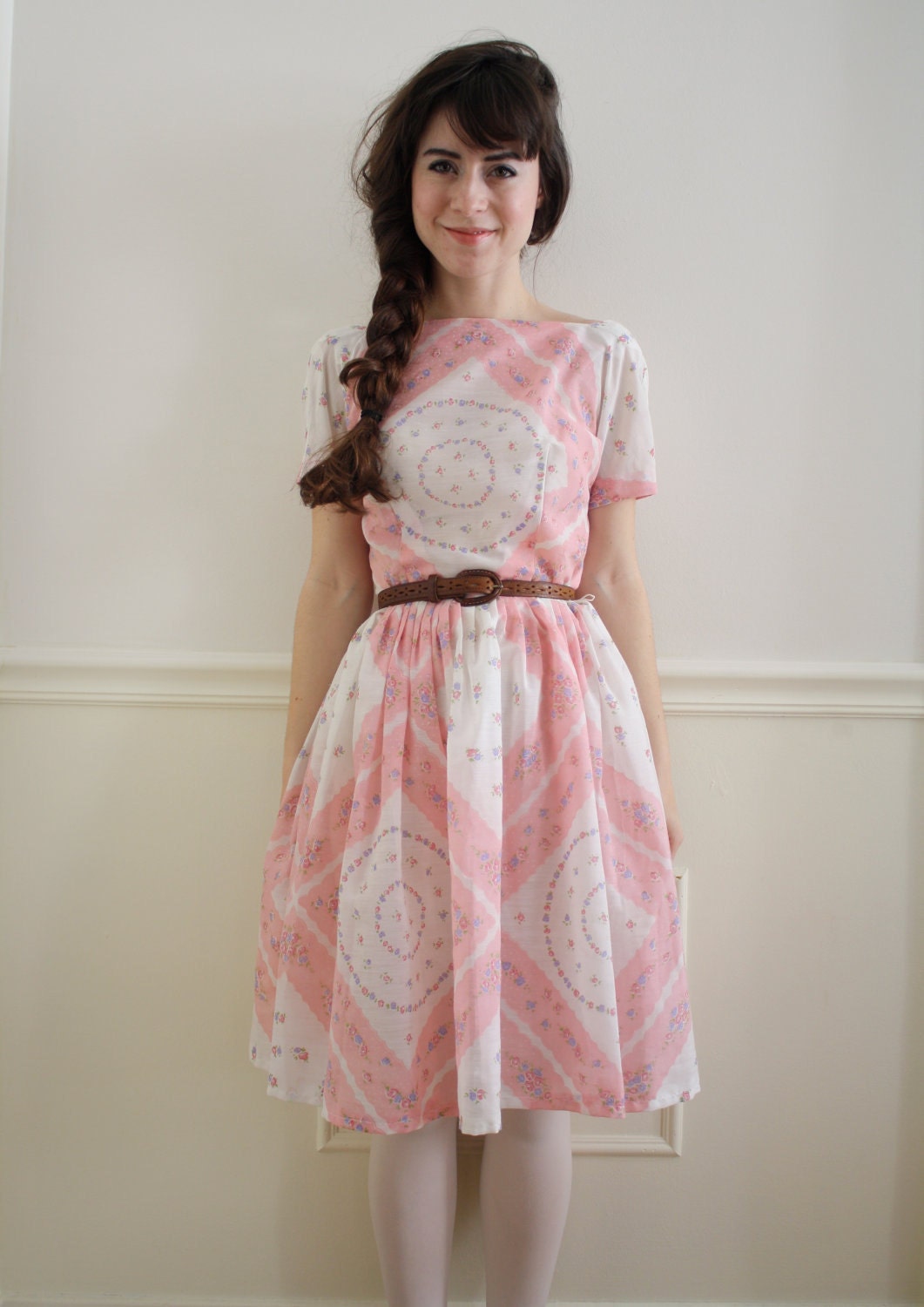 SALE Vintage 1950's L'AIGLON Sheer Spring Roses Dress