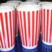 8 Vintage HAZEL ATLAS Red and White Milk Glass Striped Drinking Glasses