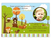 Woodland Forest Friends Photo Card Invitation (You Print)