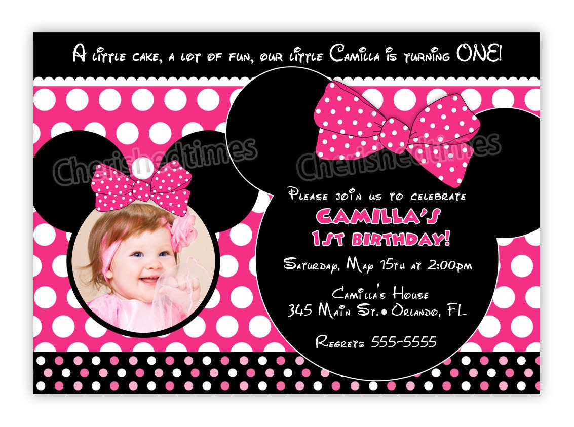Cute Mouse Birthday Photo Card Invitation Any color Girl or Boy (Digital File)