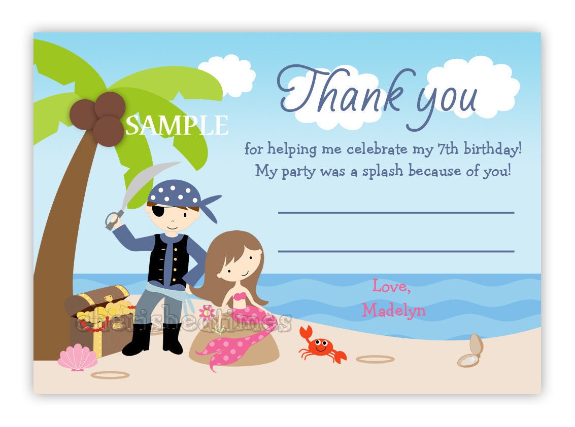 Pirate And Mermaid Birthday Party Invitation (Digital File)