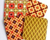 coasters retro set of 4 coasters pumpkin orange brown olive green retro coasters set kitchen hostess gift idea under 25