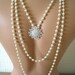 Backdrop Necklace, Bridal, Wedding Jewelry, Pearl Necklace, Rhinestones, Vintage, Statement Necklace, Ruby Red, Red Carpet