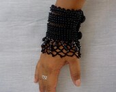 Noir-Beaded Freeform Crochet Cuff