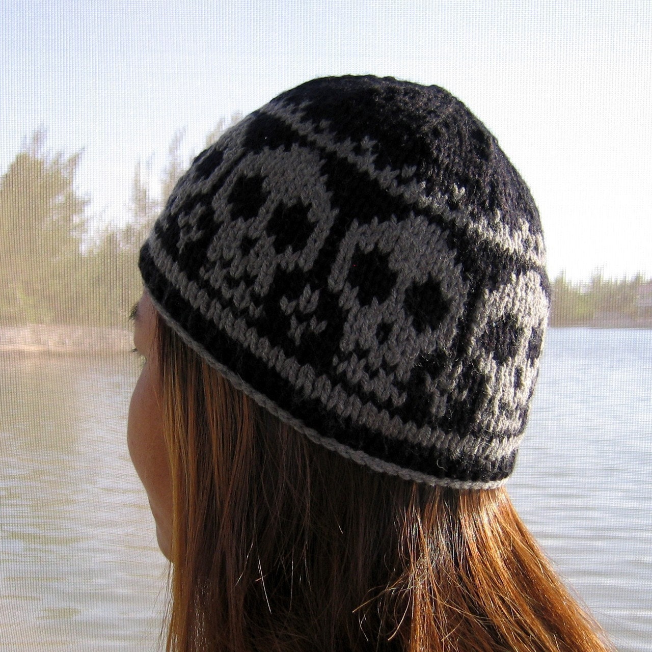 Pirate Ahoy-Knitted Skull Hat Size Small for kids and pre-teens