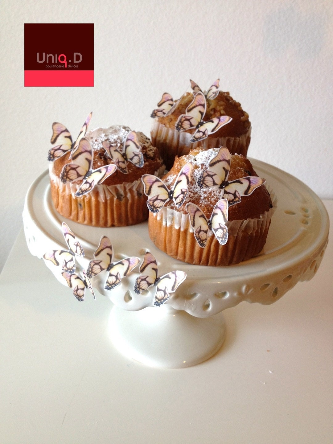 36 PRECUT cupcake butterflies cake toppers - FREE SHIPPING - cake decoration - set 36 edible toppers - Food Accessories by Uniqdots on Etsy