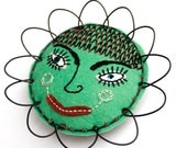 Mexican Folk Art mixed media flower portrait, Lily