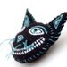 Black Cat pin brooch and ornament, embroidered felt cheshire cat, vintage look, Halloween decor
