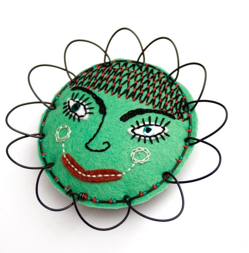 Mexican Folk Art mixed media flower portrait, Lily