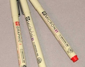 Pigma Micron Pens Set of 3 with pencil and smudger