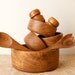 Vintage Teak Wood Salad Set With Salt and Pepper Shakers, 9 Pieces