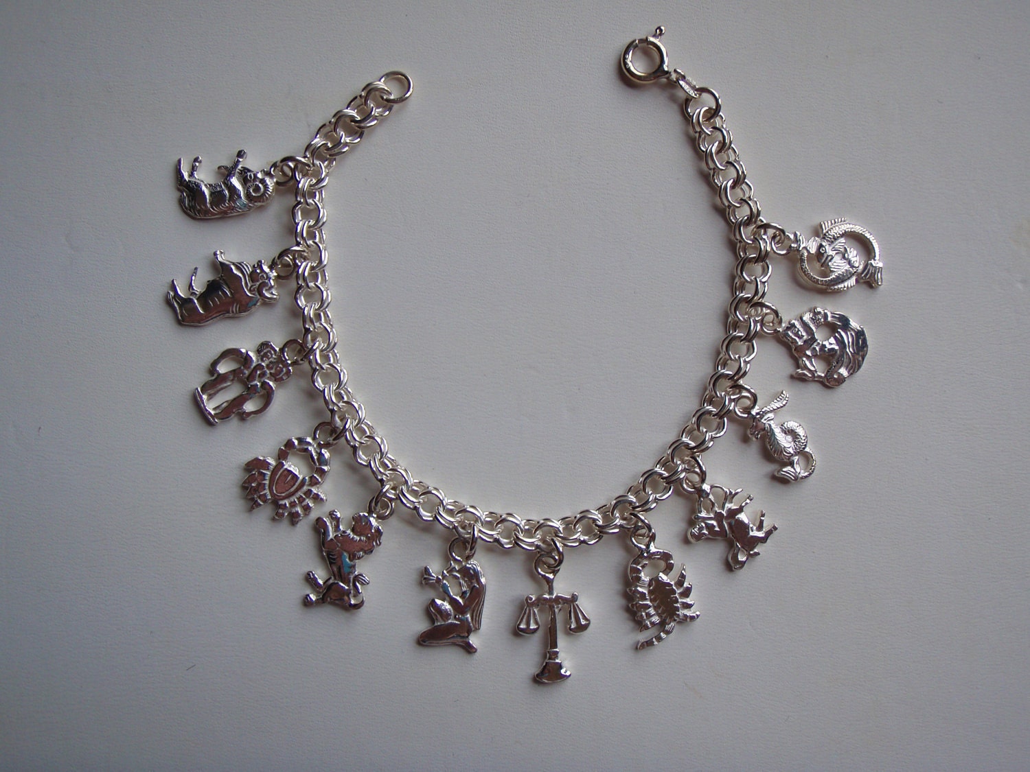 Vintage Sterling Silver Zodiac charm bracelet