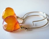 Orange Earrings, Chalcedony, Gold Earrings - Mandarin