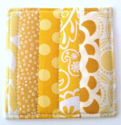 Coasters Quilted Made with Golden, Sunny and Pale Yellows