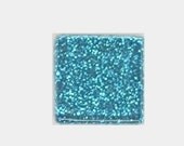 SALE Aqua Blue Glitter Glass Tiles Tesserae Mosaic Squares - 100 3/8 Inch Tiles