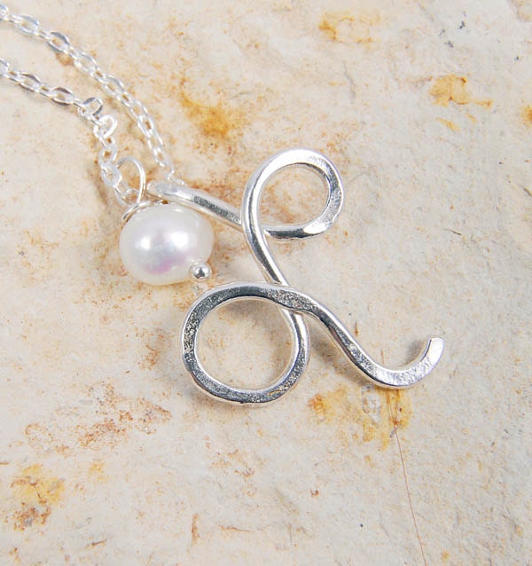 Personalized Necklace, Silver Initial Letter Necklace, Personalized Pendant, Monogram Jewelry Birthstone