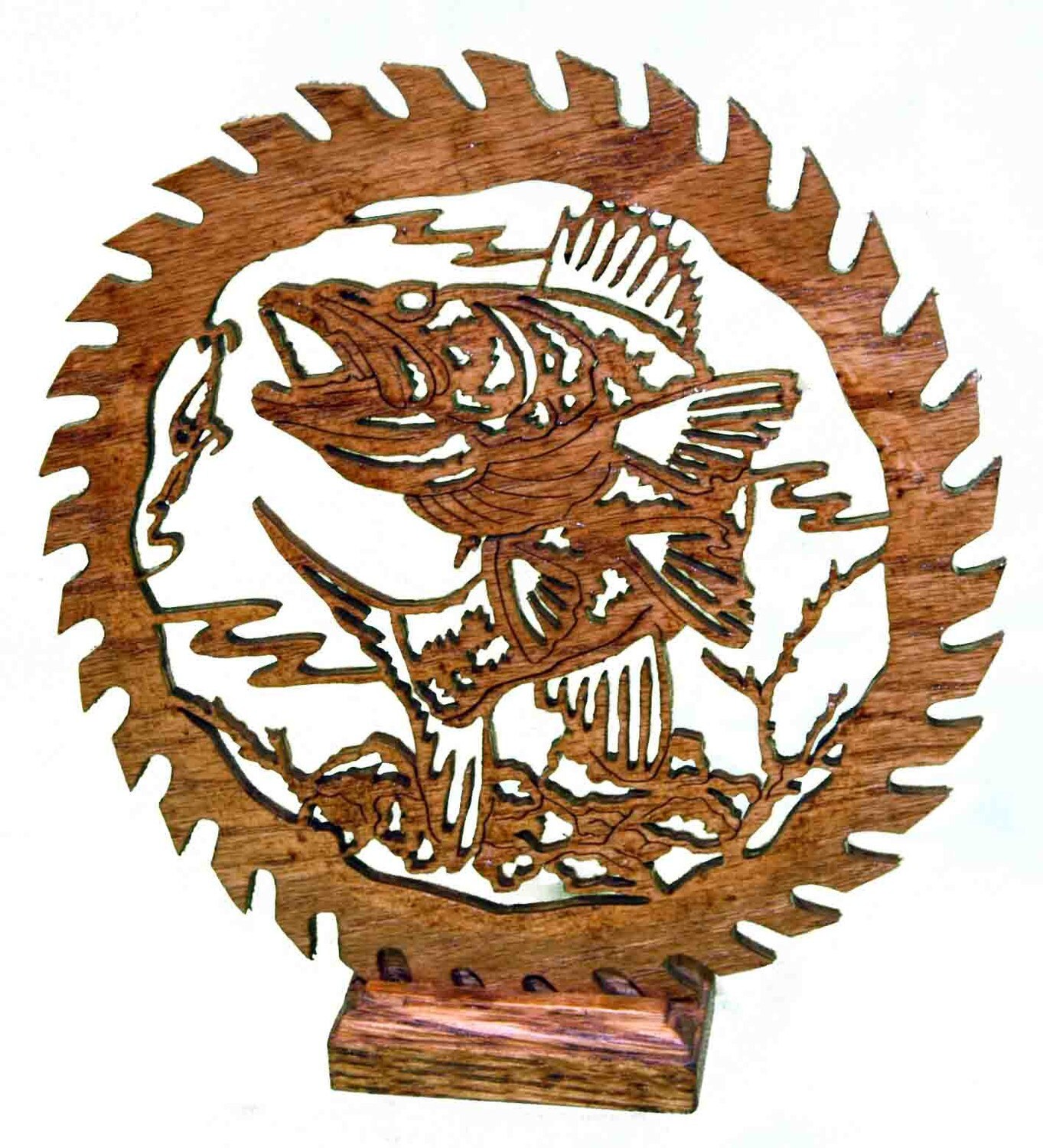 Bass and Lure in a Saw Blade Scroll Saw Art by TWSPWkhesse on Etsy
