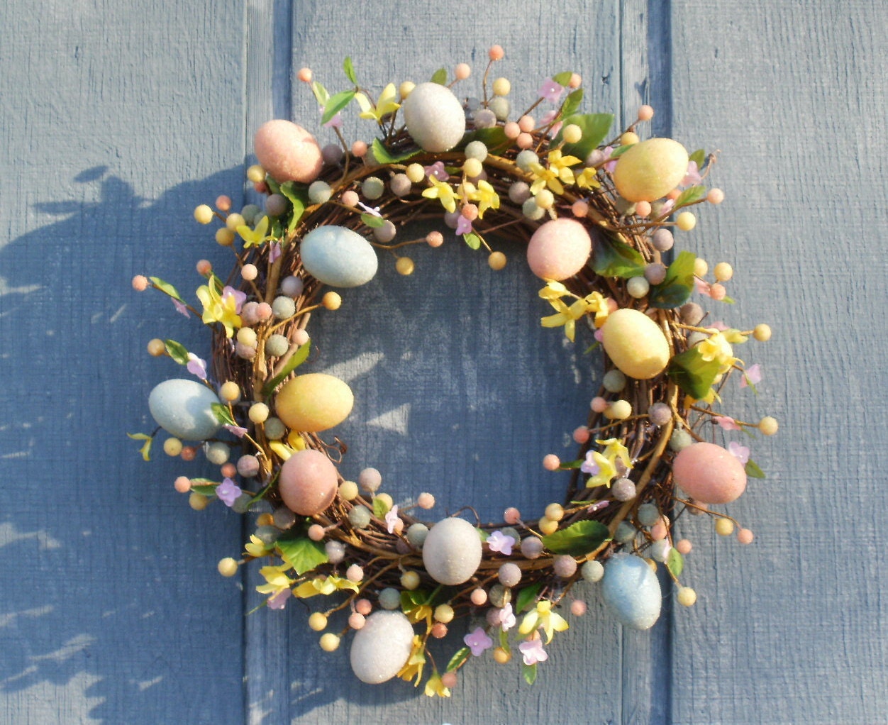 Spring Flowers Easter Egg Wreath by Silk N Lights Designs