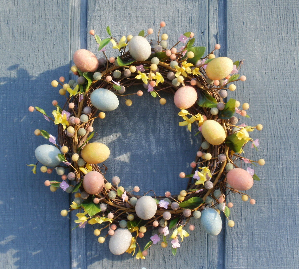 Spring Flowers Easter Egg Wreath by Silk N Lights Designs