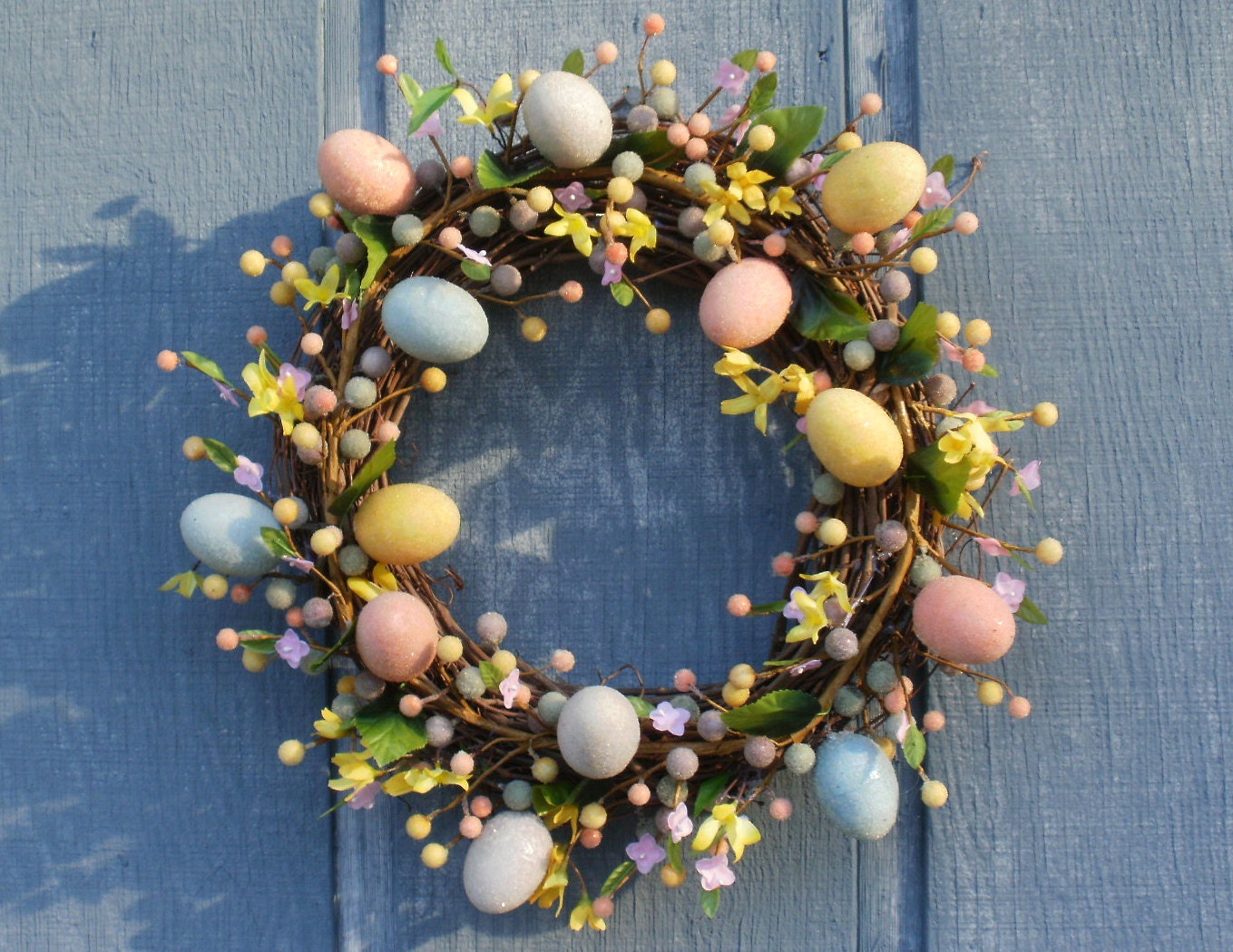 Spring Flowers Easter Egg Wreath by Silk N Lights Designs