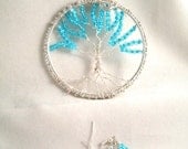 Large Tree of Life Glass Farfalle Bead Pendant Necklace and Earrings