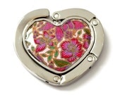 BATIK HEART Pink Portable Purse Hook / Bag Hanger