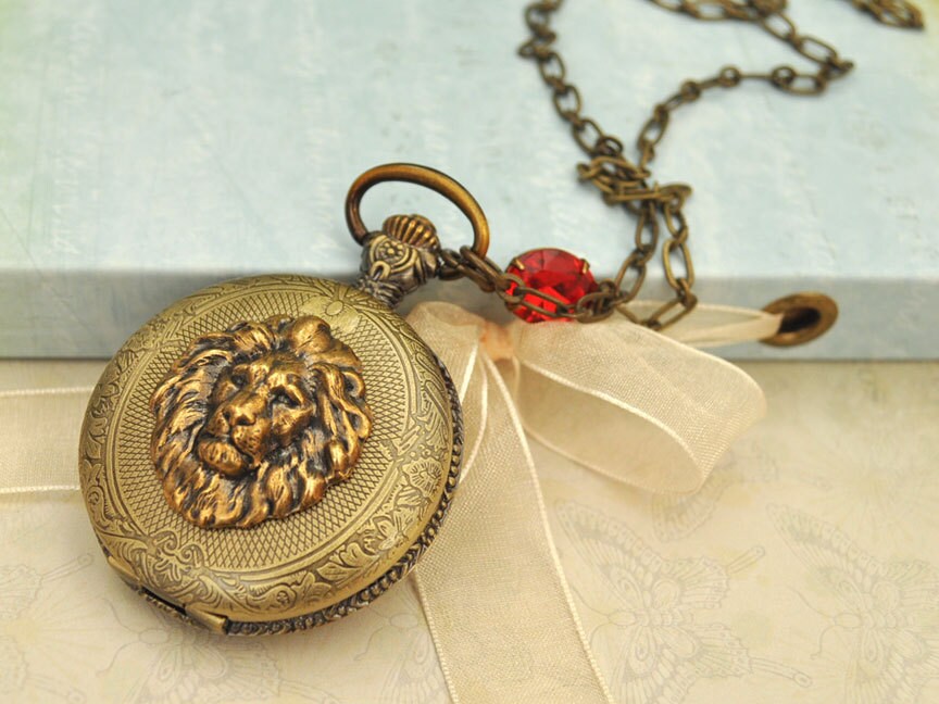 THE BRAVE ONE, vintage style modified pocket watch locket necklace