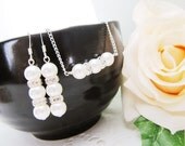 SET of 8 Wedding Bridal Jewelry Bridesmaid Jewelry Sweet Crystal white Swarovski Pearls with rhinestone rondelles Necklace and Earrings