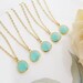 SET of 5 Wedding Jewelry Bridesmaid Necklaces Sweet simple - Sea foam glass drop with matte gold trimmed Necklace - Bridal Bridesmaid Gift
