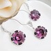 10%OFF SET of 5 Bridal Necklace Bridal Earrings Amethyst Swarovski Crystal Square drops Bridal Jewelry set