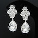 Wedding Jewelry Bridal Earrings Bridesmaid Earrings flower with cubic zirconia ear posts and Clear White Swarovski Crystal Tear drops