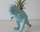 Upcycled Dinosaur Planter - Blue Tyrannosaurus Rex with Tillandsia Air Plant