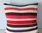 Upcycled Decorative Pillow made from a Recycled Striped Cotton Sweater