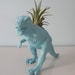 Upcycled Dinosaur Planter - Blue Tyrannosaurus Rex with Tillandsia Air Plant