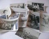 Vintage Dozen Black and White Photos Golf Children Dogs Horses Scottish Kiltie no. 22