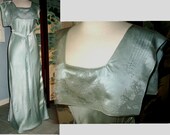 20s 30s Silk Satin Bias Nightgown Flapper Lingerie Gown Wedding Goddess Couture Handmade Embroidery Bust 34 36