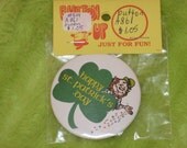 Happy St. Patrick's Day Shamrock and Leprechaun Button